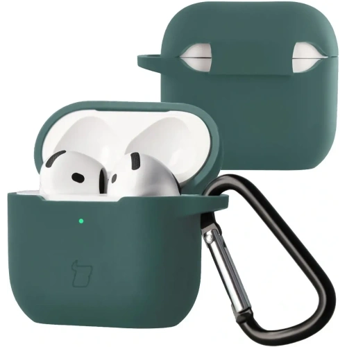 Silikonowe etui z karabińczykiem Bizon Case Headphone Silicone do Apple AirPods 4 ciemnozielone