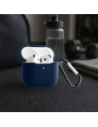 Silikonowe etui z karabińczykiem Bizon Case Headphone Silicone do Apple AirPods 4 granatowe