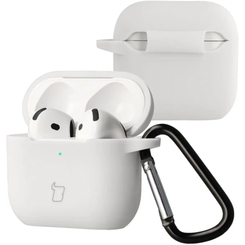 Silikonowe etui z karabińczykiem Bizon Case Headphone Silicone do Apple AirPods 4 białe