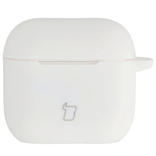 Silikonowe etui z karabińczykiem Bizon Case Headphone Silicone do Apple AirPods 4 białe