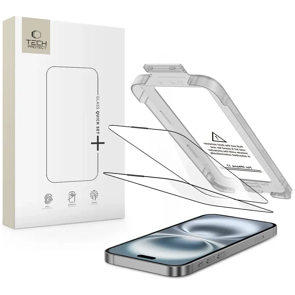 Szkło hartowane Tech-Protect Quick Set+ do Apple iPhone 17 Black [2 PACK]