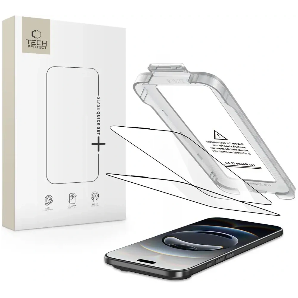 Szkło hartowane Tech-Protect Quick Set+ do Apple iPhone 17 Air Black [2 PACK]