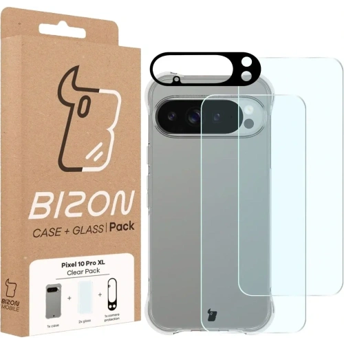 Etui + 2x szkło hartowane + szkiełko na obiektyw Bizon Case Clear Pack do Google Pixel 10 Pro XL