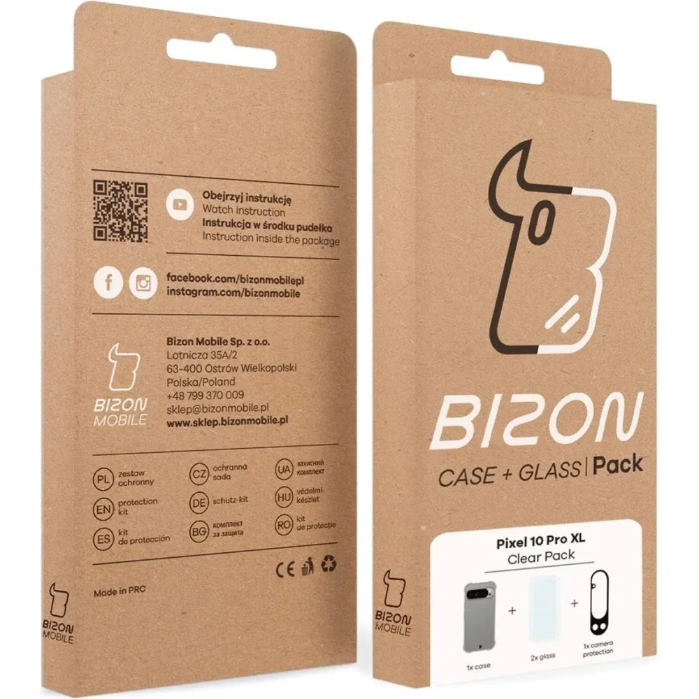 Etui + 2x szkło hartowane + szkiełko na obiektyw Bizon Case Clear Pack do Google Pixel 10 Pro XL Etui + 2x szkło hartowane + szkiełko na obiektyw Bizon Case Clear Pack do Google Pixel 10 Pro XL