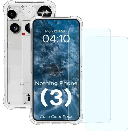 Elastyczne etui + 2x szkło hartowane Bizon Case Clear Pack do Nothing Phone (3)