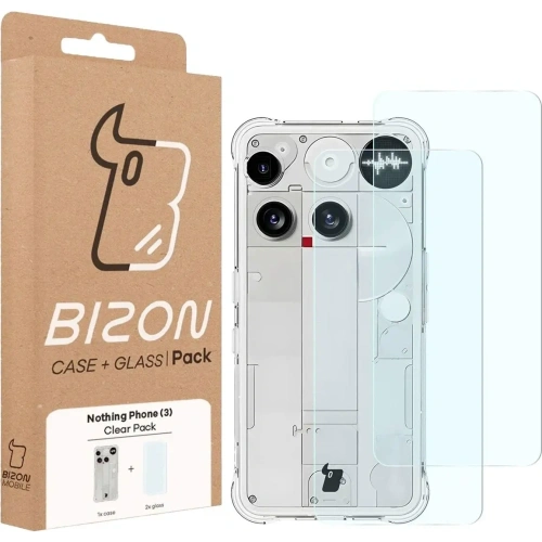 Elastyczne etui + 2x szkło hartowane Bizon Case Clear Pack do Nothing Phone (3)