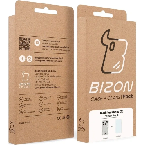 Elastyczne etui + 2x szkło hartowane Bizon Case Clear Pack do Nothing Phone (3)