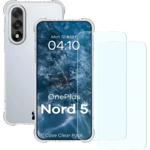 Elastyczne etui + 2x szkło hartowane Bizon Case Clear Pack do OnePlus Nord 5