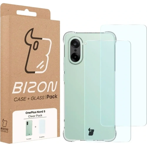 Elastyczne etui + 2x szkło hartowane Bizon Case Clear Pack do OnePlus Nord CE5 5G