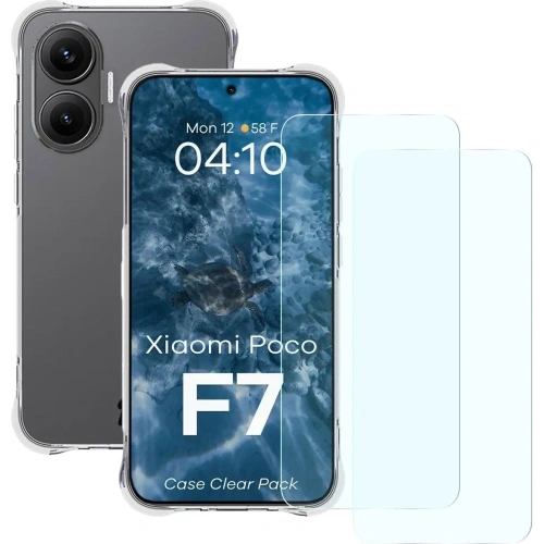 Elastyczne etui + 2x szkło hartowane Bizon Case Clear Pack do Xiaomi POCO F7