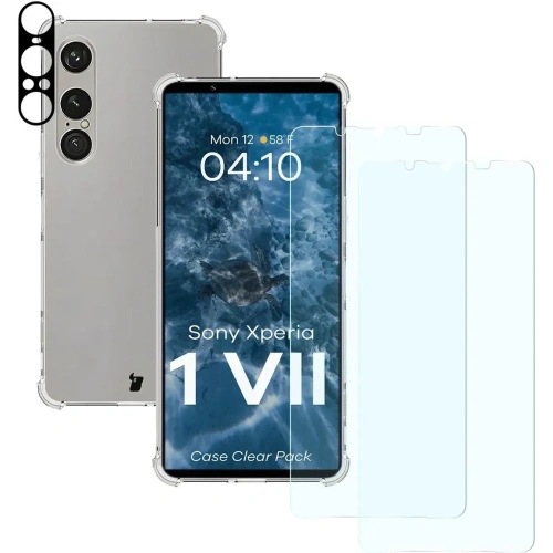 Etui + 2x szkło hartowane + szkiełko na obiektyw Bizon Case Clear Pack do Sony Xperia 1 VII
