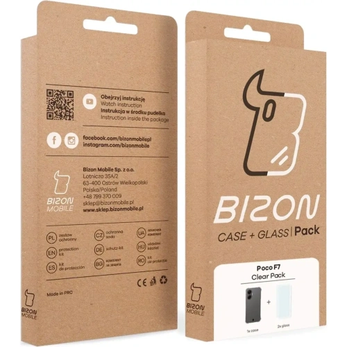 Elastyczne etui + 2x szkło hartowane Bizon Case Clear Pack do Xiaomi POCO F7