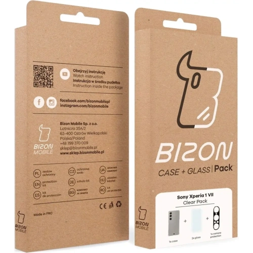 Etui + 2x szkło hartowane + szkiełko na obiektyw Bizon Case Clear Pack do Sony Xperia 1 VII