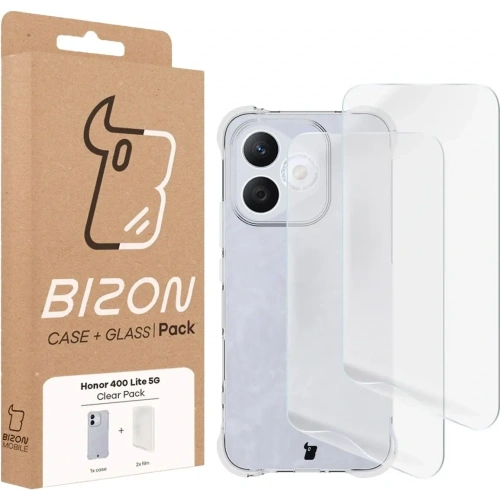 Elastyczne etui + 2x folia na ekran Bizon Case Clear Pack do Honor 400 Lite