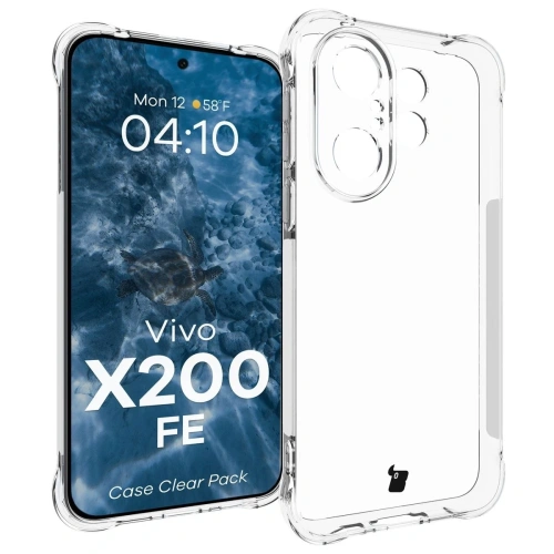 Elastyczne etui + 2x folia na ekran Bizon Case Clear Pack do Vivo X200 FE