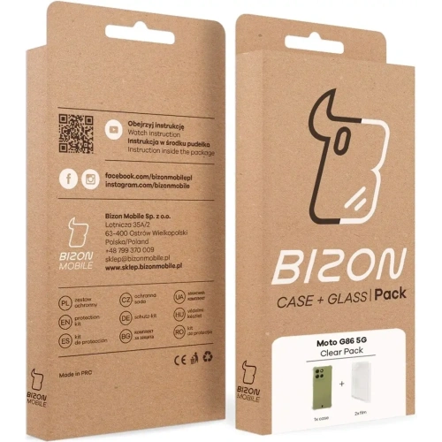 Elastyczne etui + 2x folia na ekran Bizon Case Clear Pack do Motorola Moto G86 5G