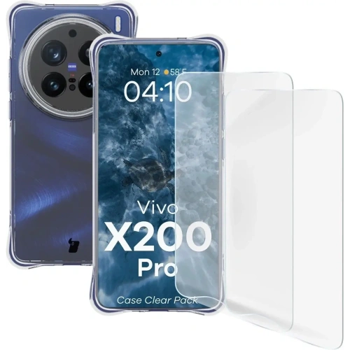 Elastyczne etui + 2x folia na ekran Bizon Case Clear Pack do Vivo X200 Pro