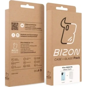 Elastyczne etui + 2x folia na ekran Bizon Case Clear Pack do Vivo X200 FE