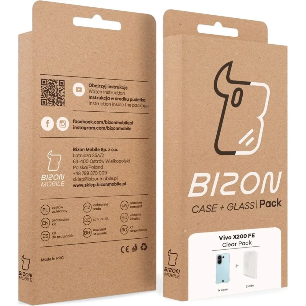 Elastyczne etui + 2x folia na ekran Bizon Case Clear Pack do Vivo X200 FE