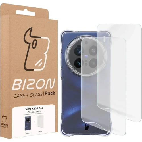 Elastyczne etui + 2x folia na ekran Bizon Case Clear Pack do Vivo X200 Pro