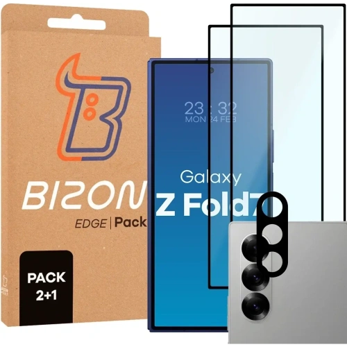 2x Szkło na ekran + szkło na aparat BIZON Edge Pack do Samsung Galaxy Z Fold7