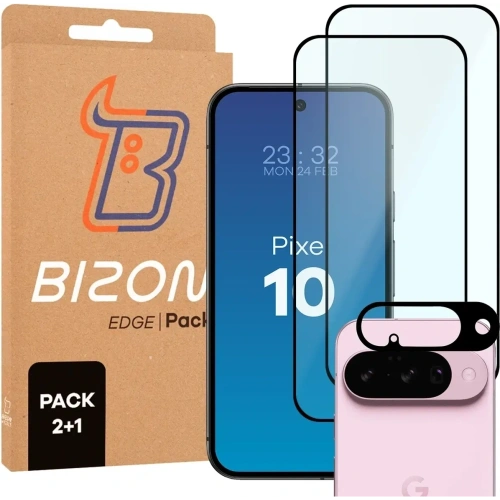 2x Szkło na ekran + szkło na aparat BIZON Edge Pack do Google Pixel 10