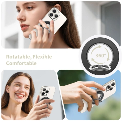 Uchwyt na palec z blaszką Tech-Protect MMR600 Magnetic MagSafe Phone Ring Satin Black