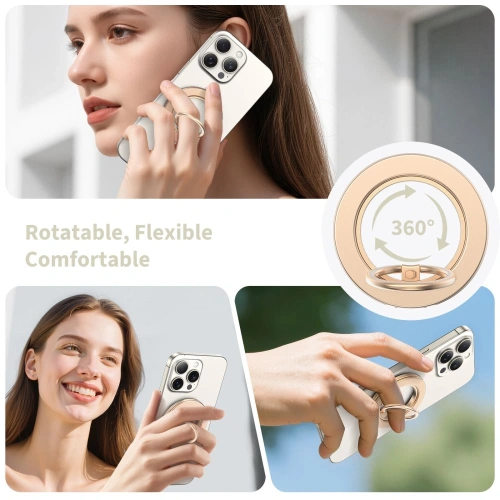 Uchwyt na palec z blaszką Tech-Protect MMR600 Magnetic MagSafe Phone Ring Satin Gold