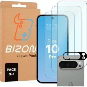 3x Szkło na ekran + szkło na aparat Bizon Glass Clear Pack do Google Pixel 10 Pro