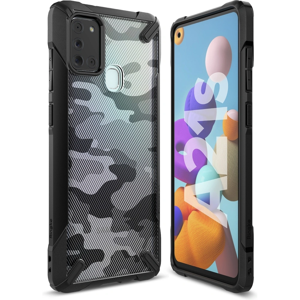 Hurtownia GSM - Etui Ringke Fusion-X Samsung Galaxy A21s Camo (Moro) Černé - RGK1213MOB - {ean13} - Hurt