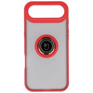 Etui z uchwytem na palec Bizon Case Hybrid Ring do Apple iPhone 17 Air przydymione z czerwoną ramką