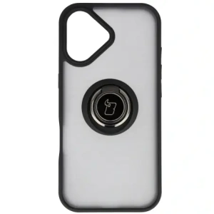 Etui z uchwytem na palec Bizon Case Hybrid Ring do Apple iPhone 17 przydymione z czarną ramką