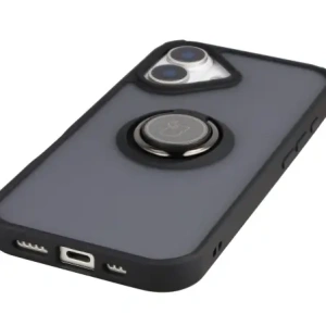 Etui z uchwytem na palec Bizon Case Hybrid Ring do Apple iPhone 17 przydymione z czarną ramką
