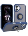 Etui z uchwytem na palec Bizon Case Hybrid Ring do Apple iPhone 17 przydymione z granatową ramką