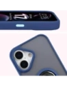 Etui z uchwytem na palec Bizon Case Hybrid Ring do Apple iPhone 17 przydymione z granatową ramką