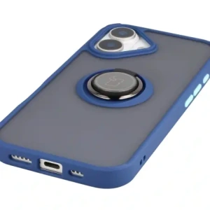 Etui z uchwytem na palec Bizon Case Hybrid Ring do Apple iPhone 17 przydymione z granatową ramką
