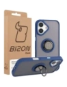 Etui z uchwytem na palec Bizon Case Hybrid Ring do Apple iPhone 17 przydymione z granatową ramką