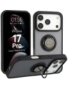 Etui z uchwytem na palec Bizon Case Hybrid Ring do Apple iPhone 17 Pro przydymione z czarną ramką