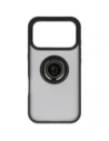 Etui z uchwytem na palec Bizon Case Hybrid Ring do Apple iPhone 17 Pro przydymione z czarną ramką