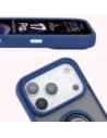 Etui z uchwytem na palec Bizon Case Hybrid Ring do Apple iPhone 17 Pro przydymione z granatową ramką