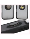 Etui z uchwytem na palec Bizon Case Hybrid Ring do Apple iPhone 17 Pro przydymione z czarną ramką