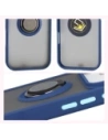 Etui z uchwytem na palec Bizon Case Hybrid Ring do Apple iPhone 17 Pro przydymione z granatową ramką