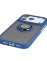 Etui z uchwytem na palec Bizon Case Hybrid Ring do Apple iPhone 17 Pro przydymione z granatową ramką