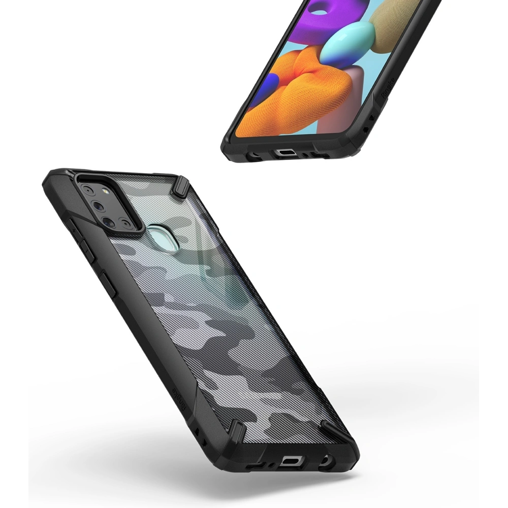 Hurtownia GSM - Etui Ringke Fusion-X Samsung Galaxy A21s Camo (Moro) Černé - RGK1213MOB - {ean13} - Hurt