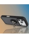 Etui z uchwytem na palec Bizon Case Hybrid Ring do Apple iPhone 17 Pro przydymione z czarną ramką