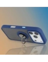 Etui z uchwytem na palec Bizon Case Hybrid Ring do Apple iPhone 17 Pro przydymione z granatową ramką