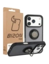 Etui z uchwytem na palec Bizon Case Hybrid Ring do Apple iPhone 17 Pro przydymione z czarną ramką