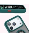 Etui z uchwytem na palec Bizon Case Hybrid Ring do Apple iPhone 17 Pro przydymione z ciemnozieloną ramką