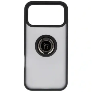 Etui z uchwytem na palec Bizon Case Hybrid Ring do Apple iPhone 17 Pro Max przydymione z czarną ramką