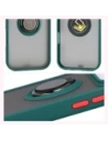 Etui z uchwytem na palec Bizon Case Hybrid Ring do Apple iPhone 17 Pro przydymione z ciemnozieloną ramką